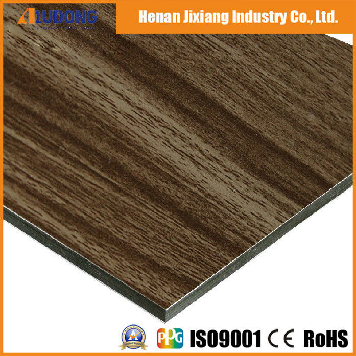 OEM 공장 목재 곡물 ACP 4mm, PVDF 코팅, 외관 내부 벽 덮개를 위한 반 스크래치 표면